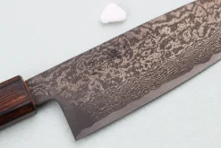 Couteau santoku 16,5cm japonais artisanal Nakamura Kaishin Ginsan Black Damas