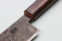 Couteau santoku 16,5cm japonais artisanal Nakamura Kaishin Ginsan Black Damas