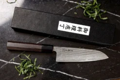 Couteau santoku 16,5cm japonais artisanal Wusaki Kuronawa G3 damas