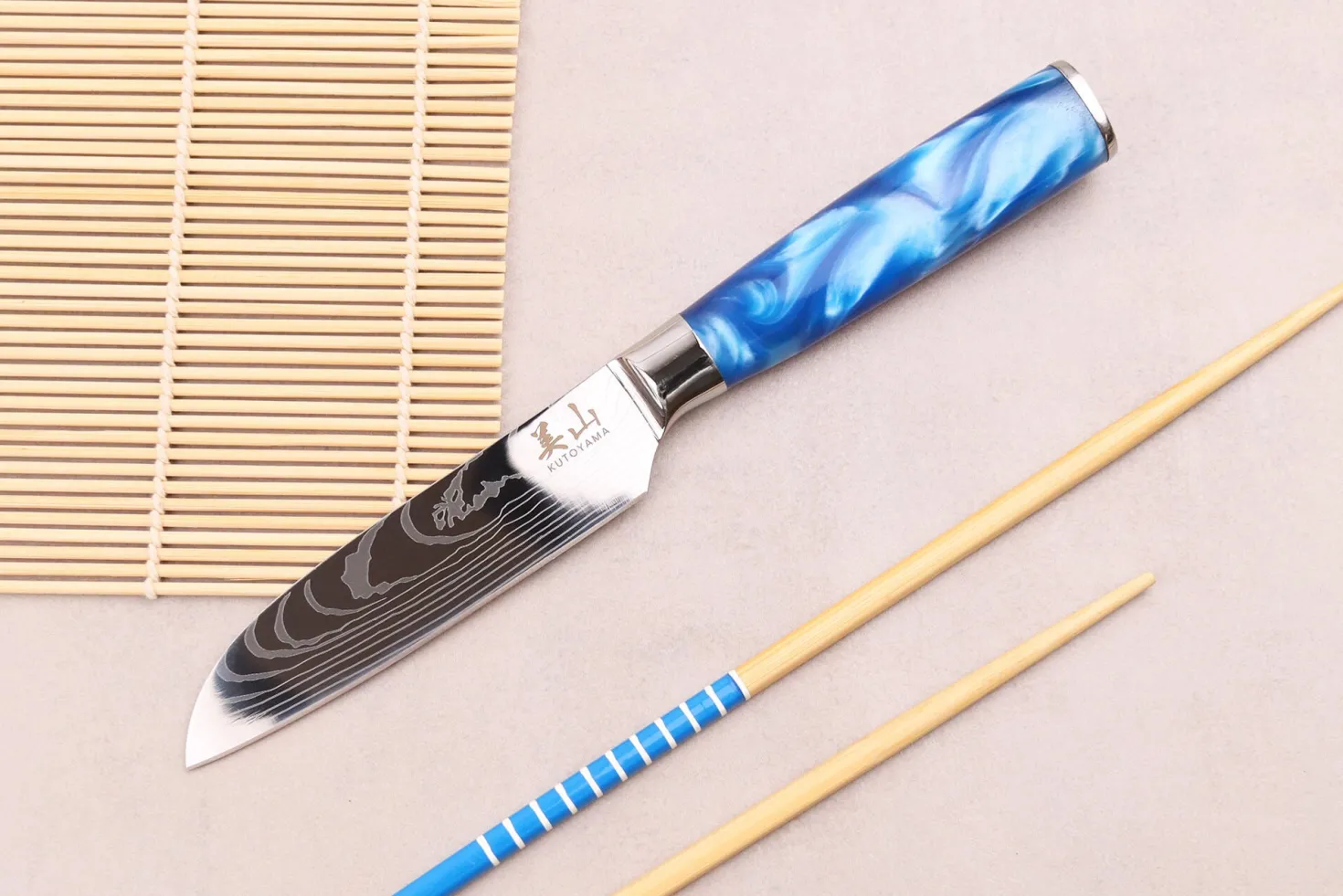 Couteau santoku 12cm Kutoyama Blue Wave