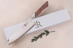 Couteau santoku 18cm Ryda Knives A-30 San Maï et manche en noyer