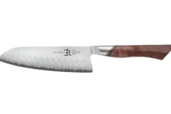 Couteau santoku 18cm Ryda Knives A-30 San Maï et manche en noyer