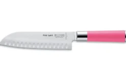 Couteau santoku Dick Pink Spirit lame alvéolée 18cm manche rose