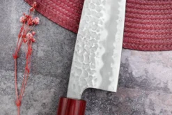 Couteau santoku japonais artisanal Tsunehisa Aogami Super martelé 16,5cm