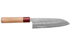 Couteau santoku japonais artisanal Tsunehisa Aogami Super martelé 16,5cm