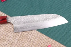 Couteau santoku japonais artisanal Kei Kobayashi SG2 Damas Heptagone 17cm