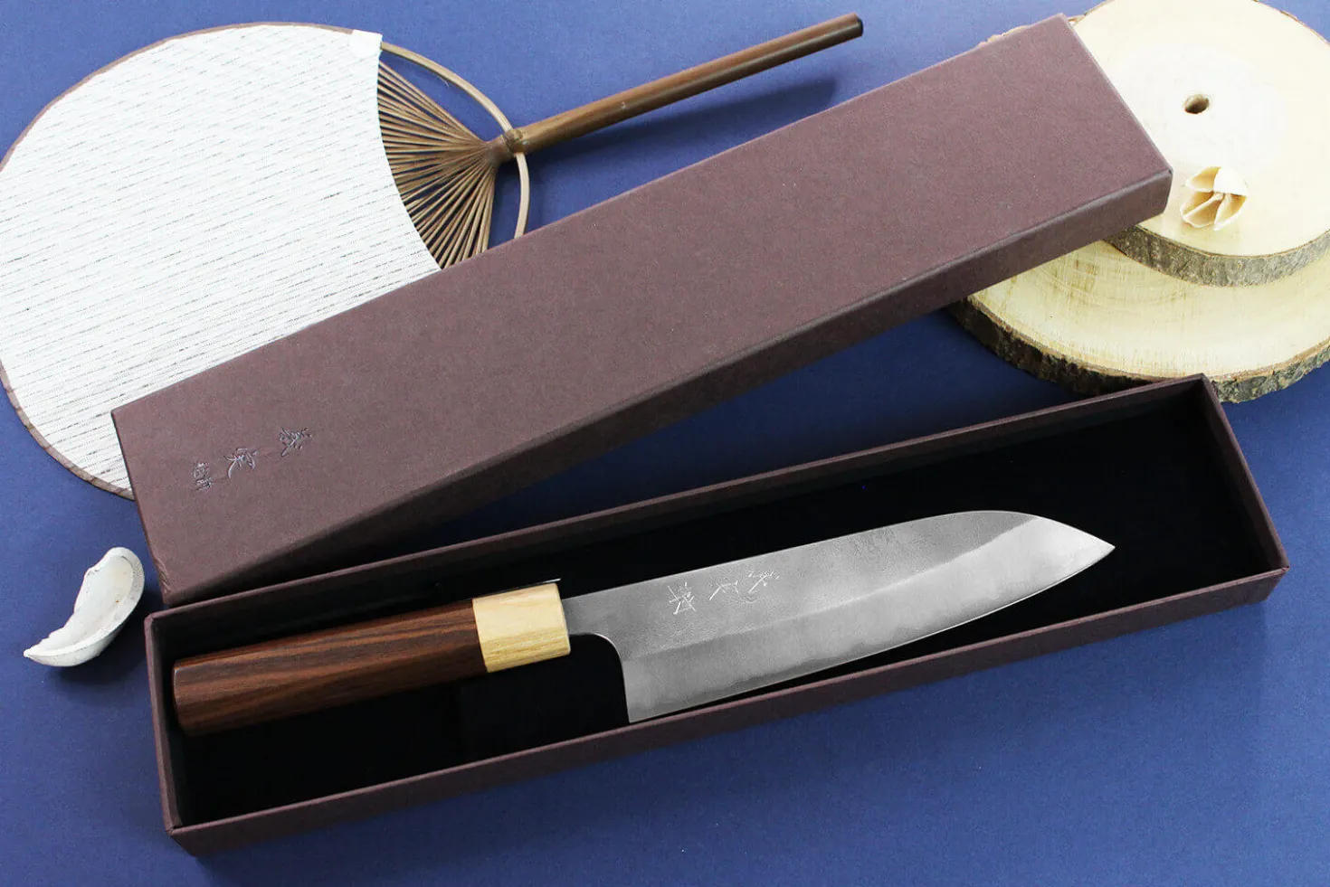 Couteau santoku japonais artisanal Yoshimi Kato AS Nashiji 17cm