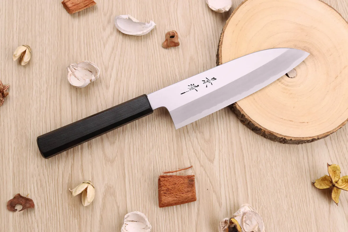 Couteau santoku japonais artisanal Kagekiyo Suri Urushi 18cm