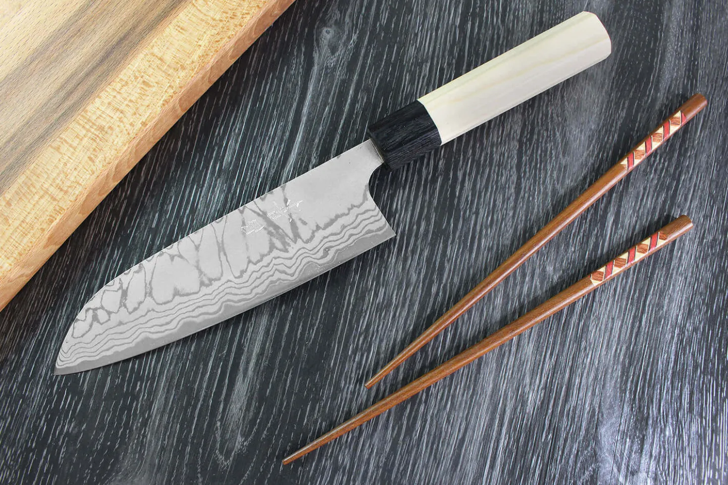 Couteau santoku japonais artisanal Masakage Shimo 17cm Shirogami