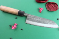 Couteau santoku japonais artisanal Wusaki Nakata BS2 16.5cm manche en noyer
