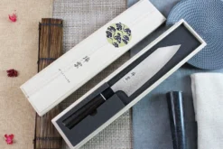Couteau santoku japonais Kanetsugu Zuiun acier SPG2 damas 18cm