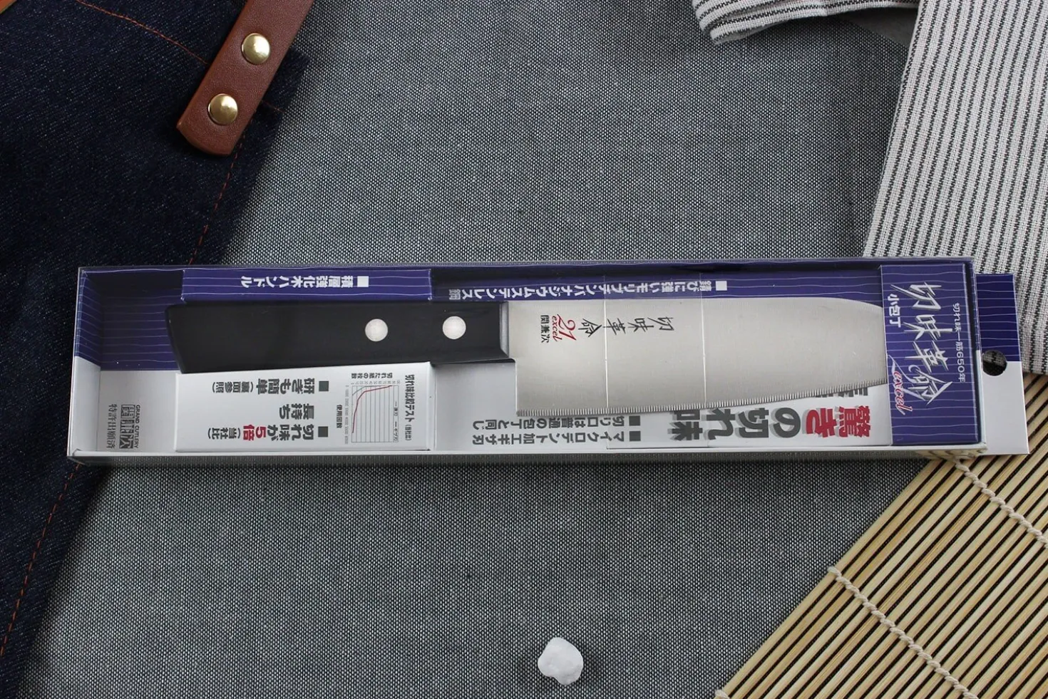 Couteau santoku japonais Kanetsugu Rev 21 lame 13.5cm micro dentée