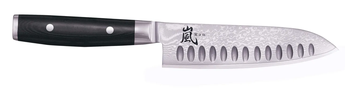 Couteau santoku japonais Yaxell RAN alvéolé 16.5cm damas 69 couches