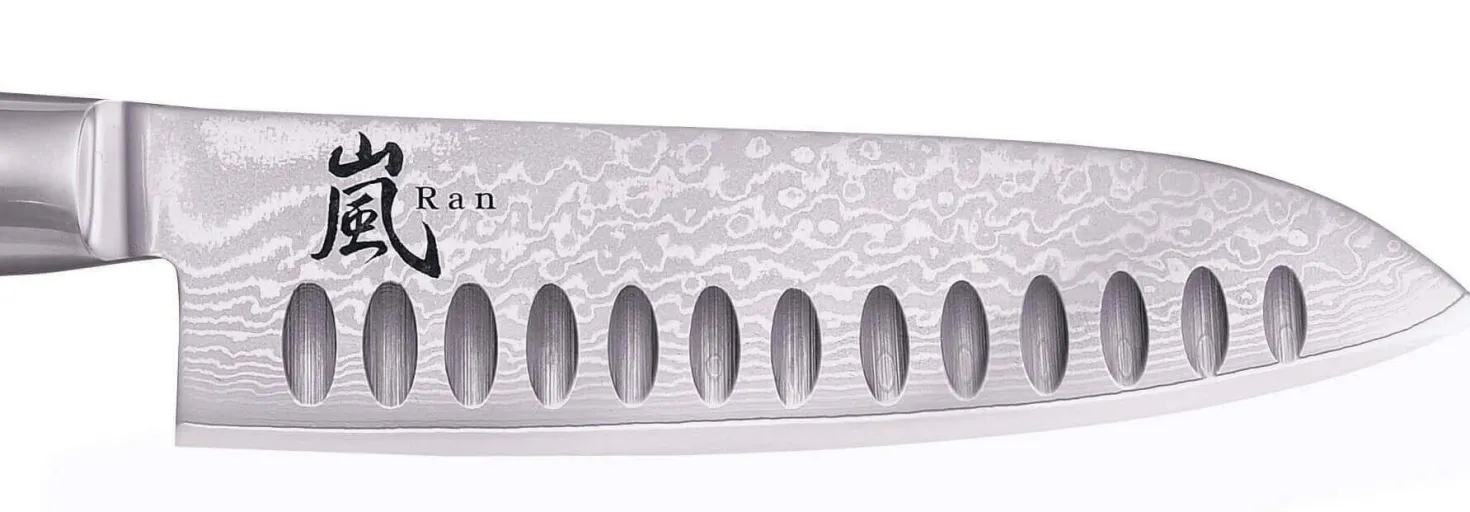 Couteau santoku japonais Yaxell RAN alvéolé 16.5cm damas 69 couches