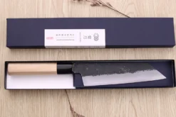 Couteau santoku kiritsuke 18cm japonais artisanal Sakai Kikumori Kikuzuki Kuro