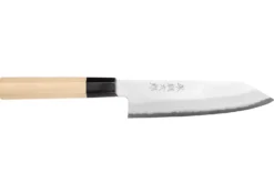 Couteau santoku kiritsuke 18cm japonais artisanal Momotaro Ginsan manche en magnolia