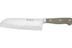 Couteau santoku Wusthof Classic Colour Velvet Oyster forgé lame alvéolée 17cm