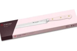 Couteau à saucisson Wusthof Classic Colour Pink Himalayan Salt forgé lame crantée 14cm