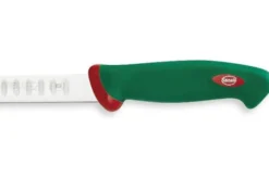 Couteau à saumon professionnel SANELLI Premana lame alvéolée 31cm manche vert