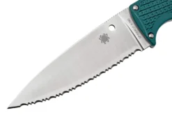 Couteau Spyderco Enuff 2 K390 FB31SBL2K390 lame dentée 10cm manche nylon / fibres de verre bleu + étui
