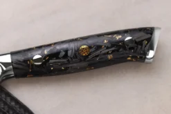 Couteau à steak Wusaki Sakin Damas 10Cr 13cm manche en fibre de carbone et feuille d'or