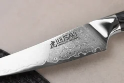 Couteau à steak Wusaki Sakin Damas 10Cr 13cm manche en fibre de carbone et feuille d'or