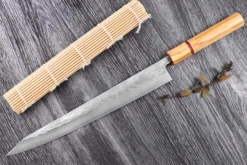 Couteau sujihiki 27cm japonais artisanal Yuzo SLD olivier et sequoia