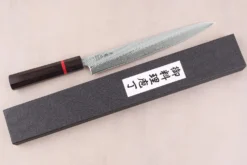 Couteau sujihiki 24cm japonais artisanal Wusaki Nawame AUS10 damas