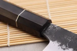 Couteau sujihiki 24cm japonais artisanal Naoki Mazaki WS2 Black Nashiji