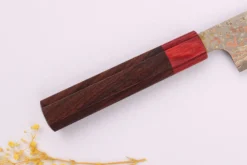 Couteau sujihiki 24cm japonais artisanal Takeshi Saji VG10 Rainbow Nashiji