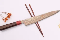 Couteau sujihiki 24cm japonais artisanal Takeshi Saji VG10 Rainbow Nashiji