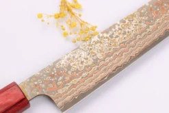 Couteau sujihiki 24cm japonais artisanal Takeshi Saji VG10 Rainbow Nashiji