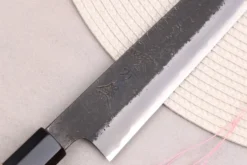 Couteau sujihiki 27cm japonais artisanal Hinoura Mutsumi Ajikataya Black Nashiji