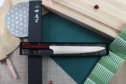 Couteau Sujihiki japonais artisanal Kei Kobayashi SG2 Heptagone 27cm