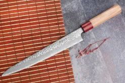 Couteau sujihiki japonais artisanal Tsunehisa Aogami Super martelé 24cm