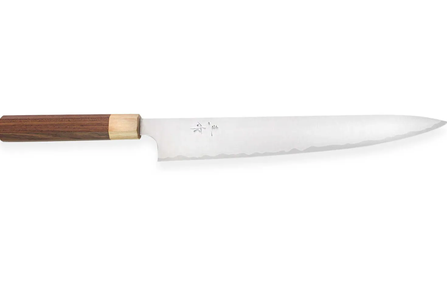 Couteau sujihiki japonais artisanal Kei Kobayashi SG2 Octogone 27cm