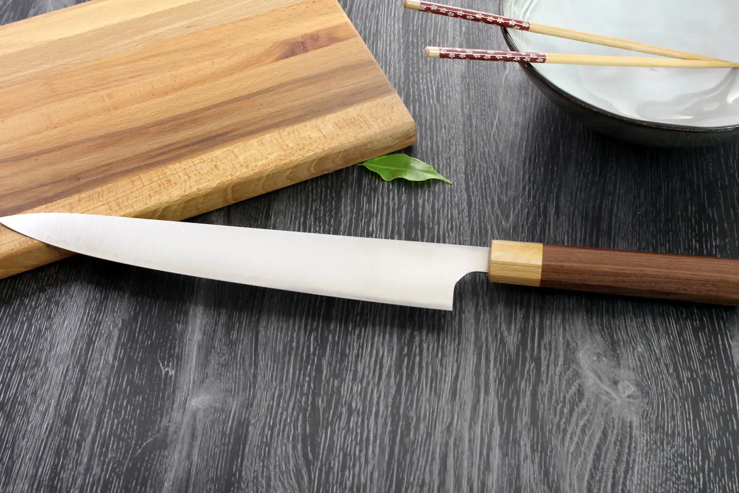 Couteau sujihiki japonais artisanal Kei Kobayashi SG2 Octogone 27cm