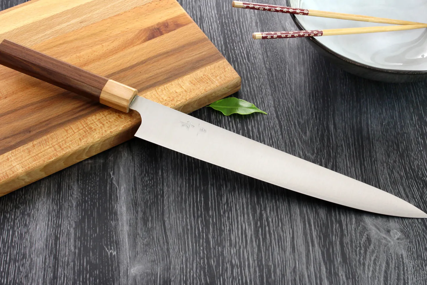 Couteau sujihiki japonais artisanal Kei Kobayashi SG2 Octogone 27cm