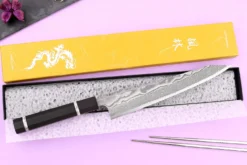 Couteau sujihiki kiritsuke 24cm japonais artisanal Yuzo Kanko Damas SG2