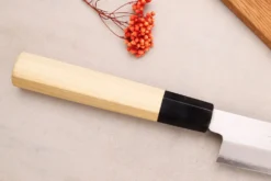 Couteau sujihiki kiritsuke 24cm japonais artisanal Momotaro Ginsan manche en magnolia