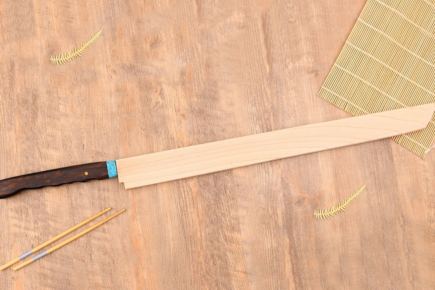Couteau à thon maguro 54cm japonais artisanal Nakamura WS2 avec saya