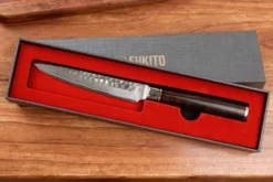 Couteau universel 13cm Fukito Ébène Damas martelé