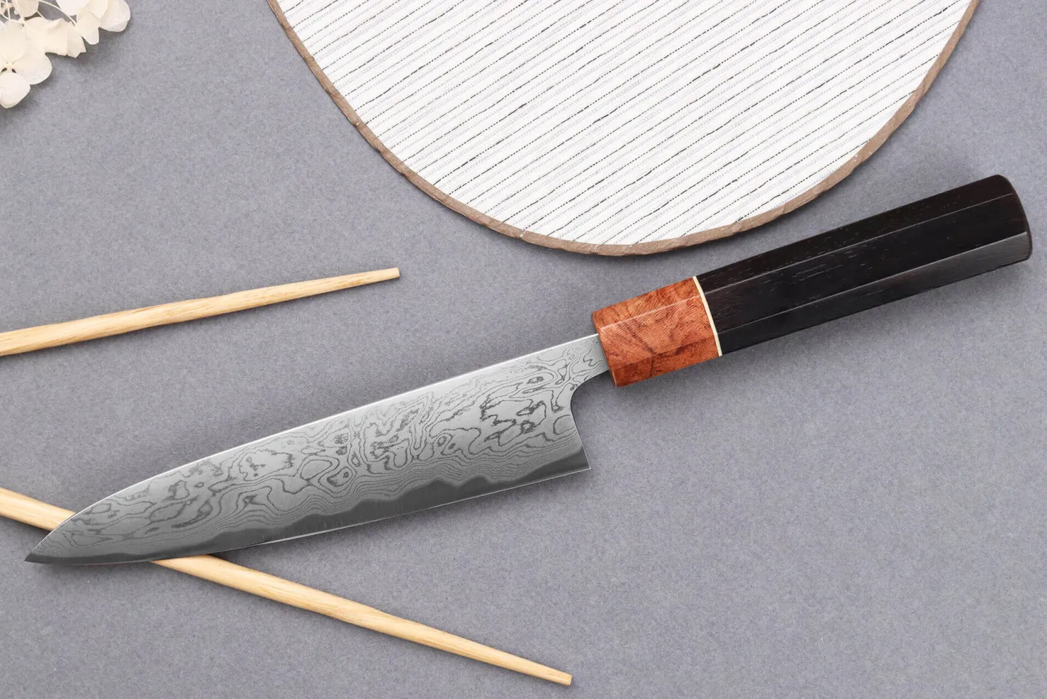 Couteau universel 15cm japonais artisanal Toshihiro Wakui Aogami 2 damas laminé