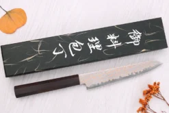 Couteau universel 15cm japonais artisanal Hatsukokoro Hayabusa Rainbow Damas