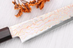 Couteau universel 15cm japonais artisanal Hatsukokoro Hayabusa Rainbow Damas