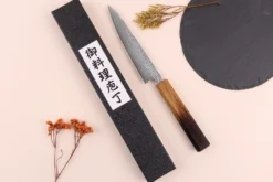 Couteau universel 13,5cm japonais artisanal Wusaki Nawame AUS10 damas