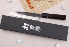 Couteau universel 15cm japonais artisanal Naoki Mazaki WS2 Black Nashiji