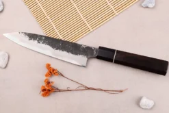 Couteau universel 15cm japonais artisanal Naoki Mazaki WS2 Black Nashiji