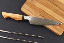 Couteau universel 13,5cm Ryda Knives ST650 Damas et manche en olivier