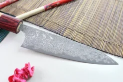 Couteau universel japonais artisanal Yoshimi Kato 12cm VG10 Nickel Damascus cerisier